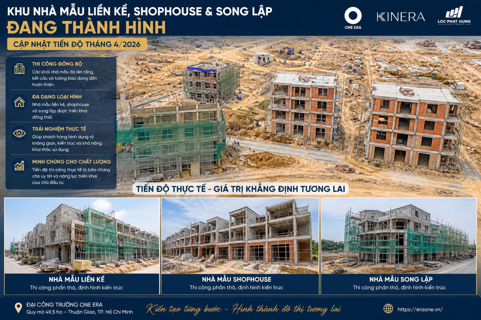 Khu nhà mẫu liền kề, shophouse và song lập đang thành hình