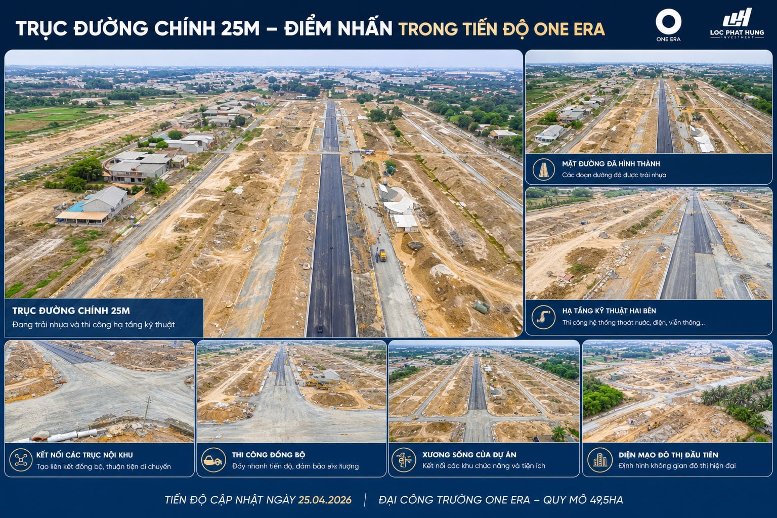 Trục đường chính 25m – điểm nhấn trong tiến độ One Era