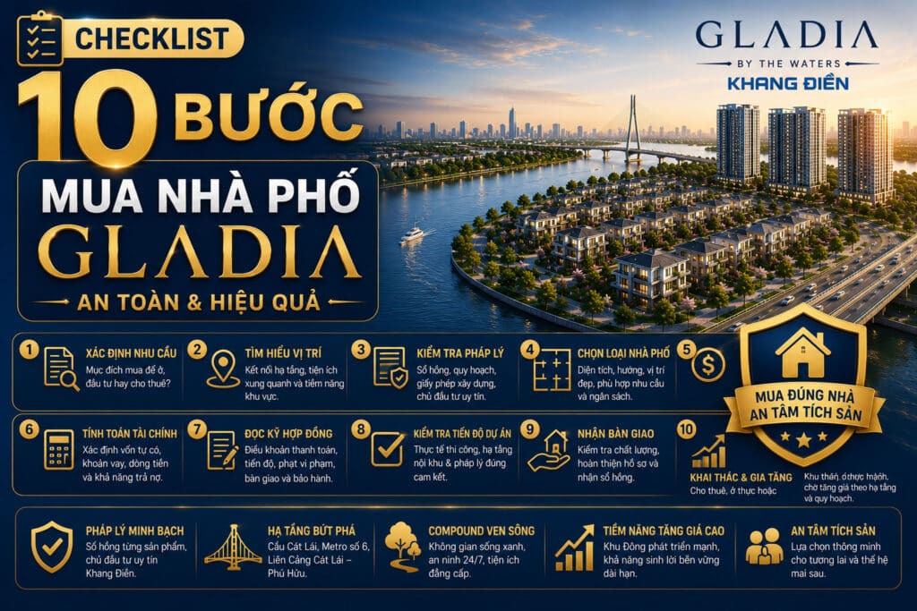 Checklist 10 bước mua nhà phố Gladia an toàn và hiệu quả