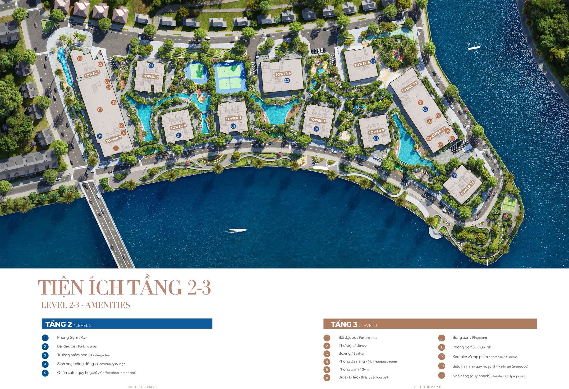 Mặt bằng tiện ích tầng 2&3 dự án The Prive