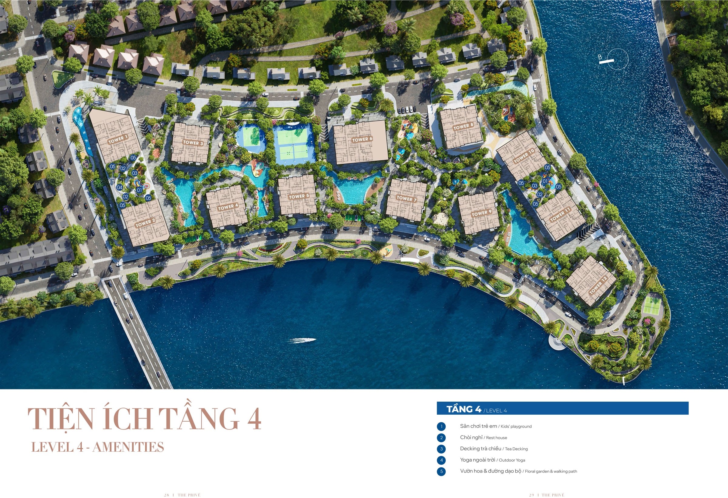 Mặt bằng tiện ích tầng 4 dự án The Prive