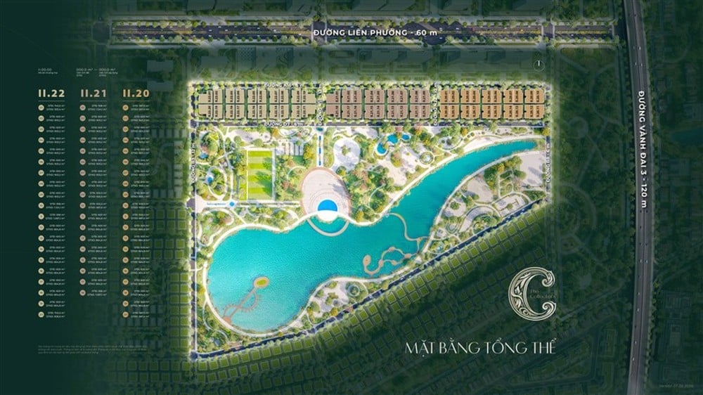 Mặt bằng The Collectors' – 58 dinh thự được tổ chức thành ba nhóm lô II.20, II.21 và II.22